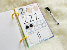 Load image into Gallery viewer, Number Activity Book, Toddler Workbook, Number Tracing Worksheets, Montessori Math, Preschool, PreK Math