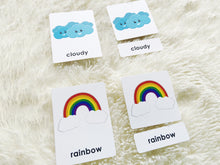Load image into Gallery viewer, Weather Flashcards, Montessori 3 Part Cards, Montessori Flash cards