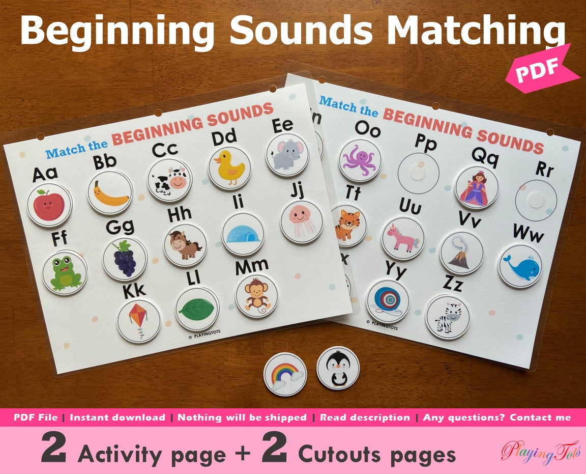 Beginning Sounds Matching Activity – Playingtots