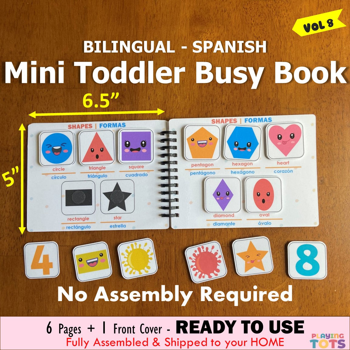 Toddler Mini Busy Book VOL8, Learning Binder, Bilingual Spanish