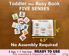 Load image into Gallery viewer, Five Senses, Toddler Mini Busy Book, Learning Binder, Quiet Book
