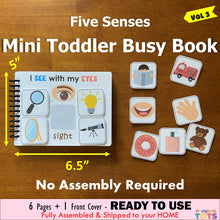 Load image into Gallery viewer, Toddler Mini Busy Book VOL3, Learning Binder, Quiet Book, Five Senses
