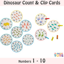 Load image into Gallery viewer, Count and Clip Dinosaur Cards, Toddler, Preschool, Prek Math
