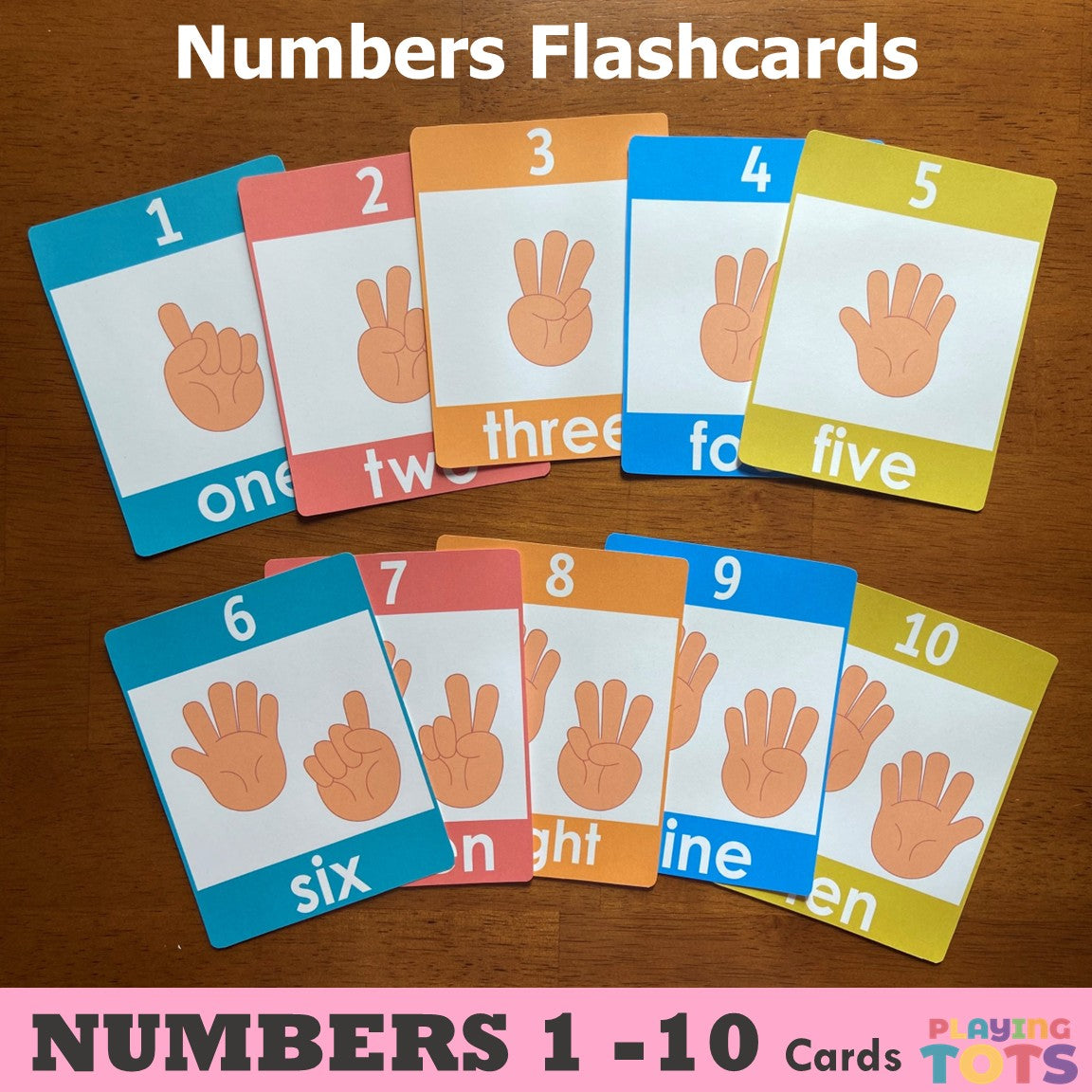 Numbers 1 to 10 Flashcards, Toddler Learning Cards, Montessori
