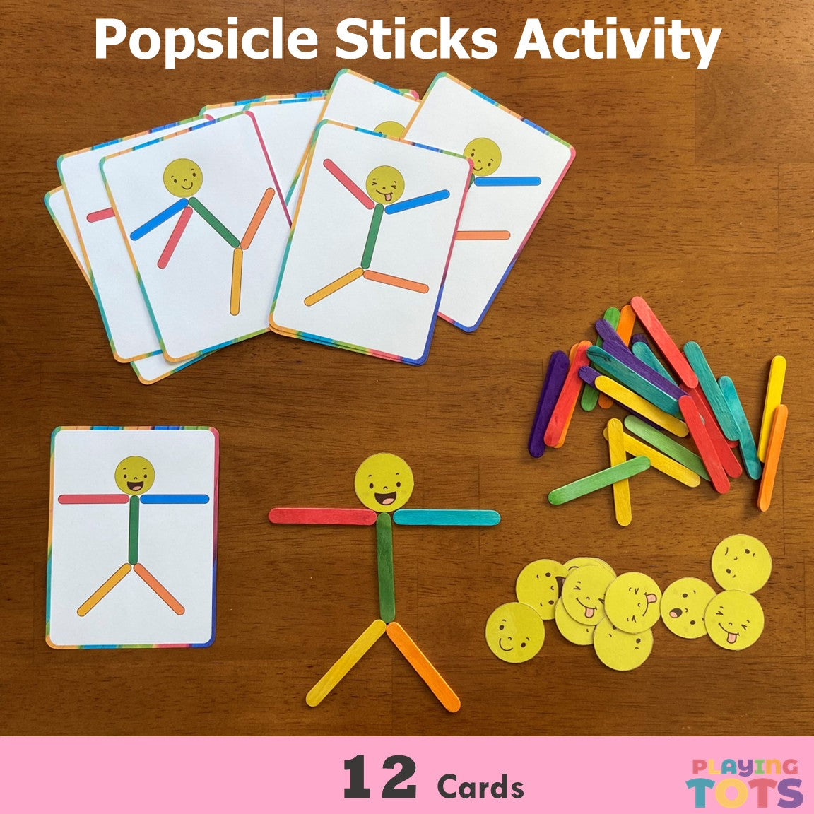 Popsicle Sticks Activity Cards, Busy Bags, Toddlers and Preschoolers, Montessori