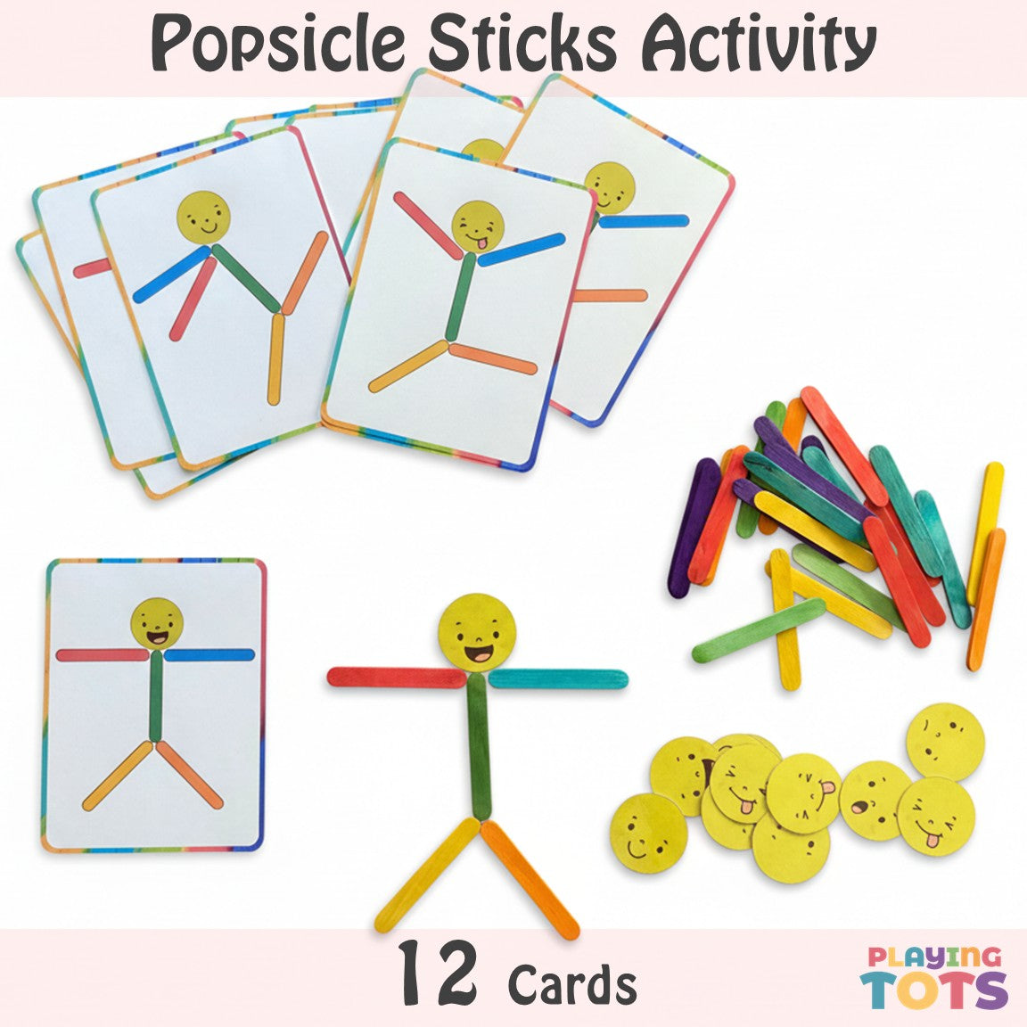 Popsicle Sticks Activity Cards, Busy Bags, Toddlers and Preschoolers, Montessori