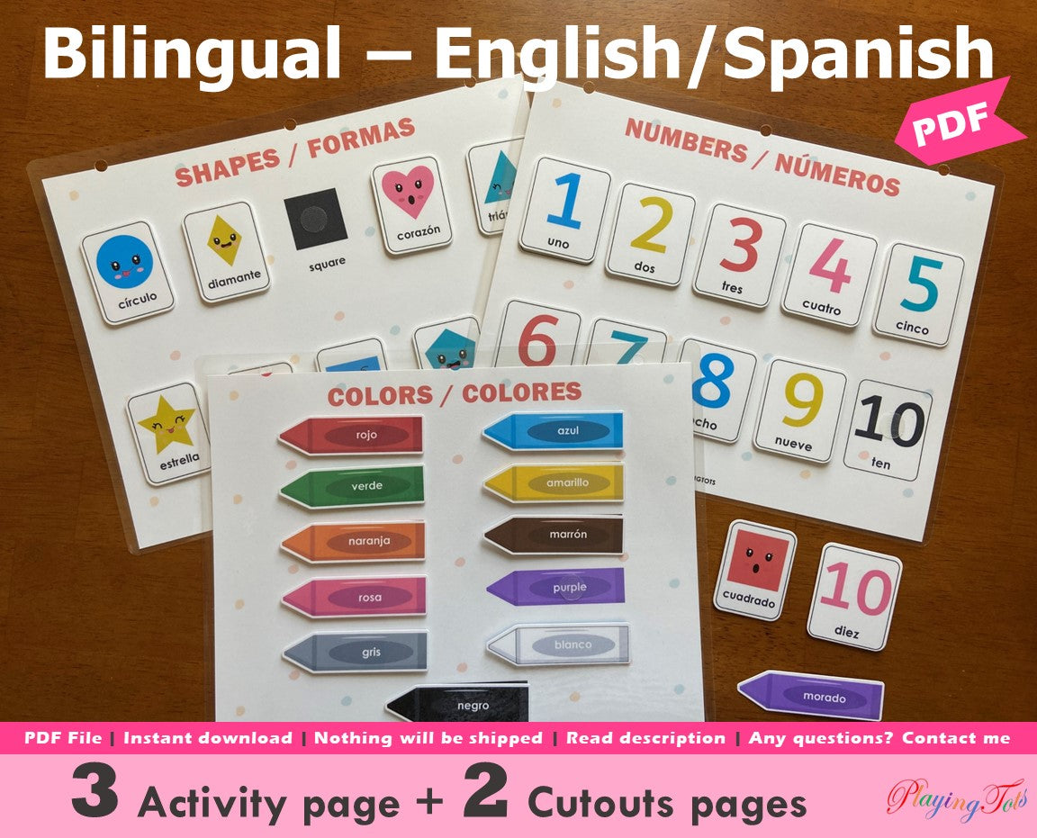 Bilingual Spanish Busy Book Pages
