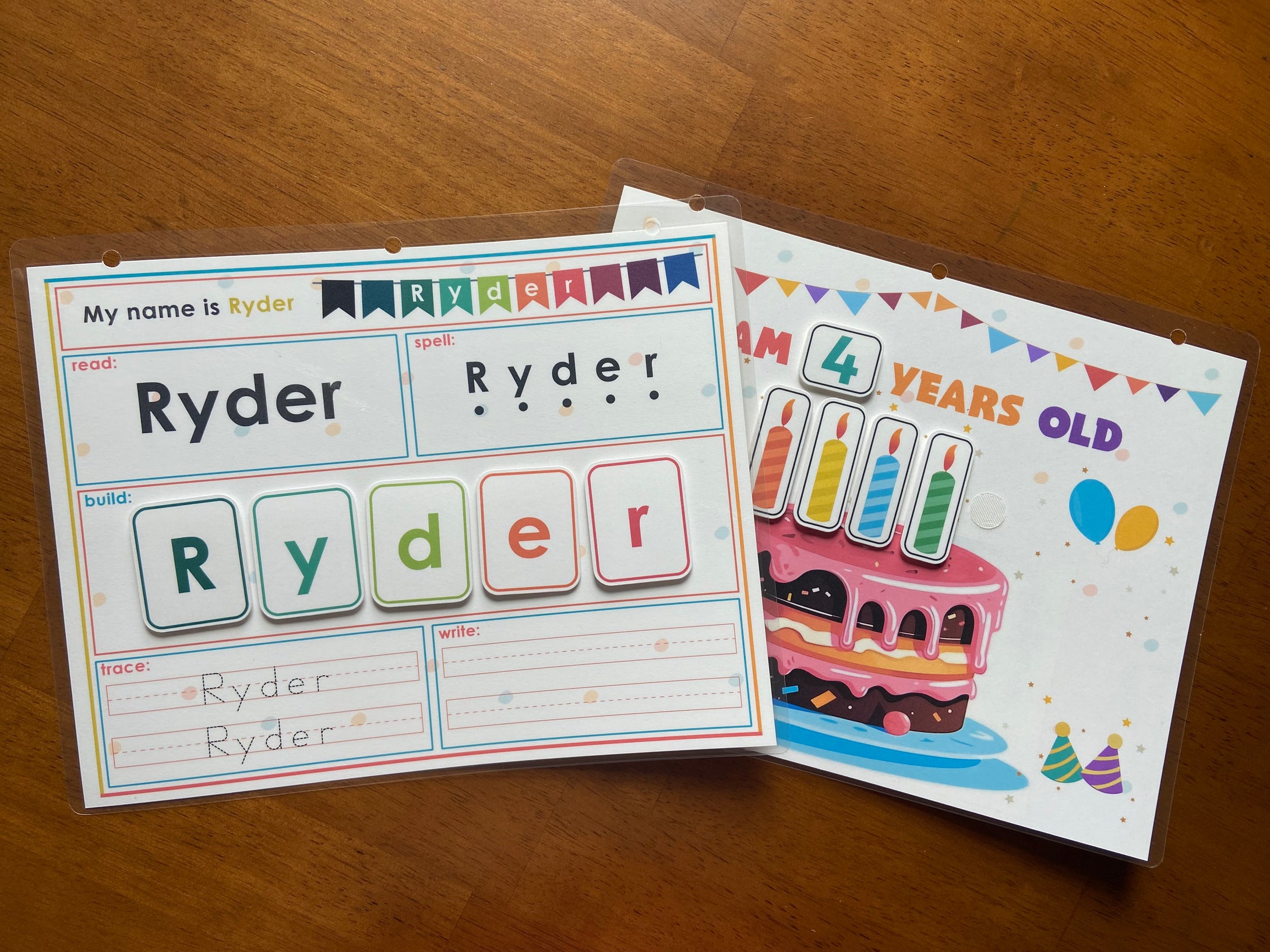 Laminated Busy Book Activity Pages, Toddler Learning Binder (2 PAGES - PACK 1)