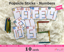Load image into Gallery viewer, Popsicle Sticks Numbers Activity, Busy Bags, Toddlers and Preschoolers, MontessorI
