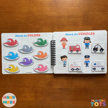 Load image into Gallery viewer, Toddler Busy Book, Learning Binder, Fun Quiet Book, Vehicles Busy Book, Preschool Busy book
