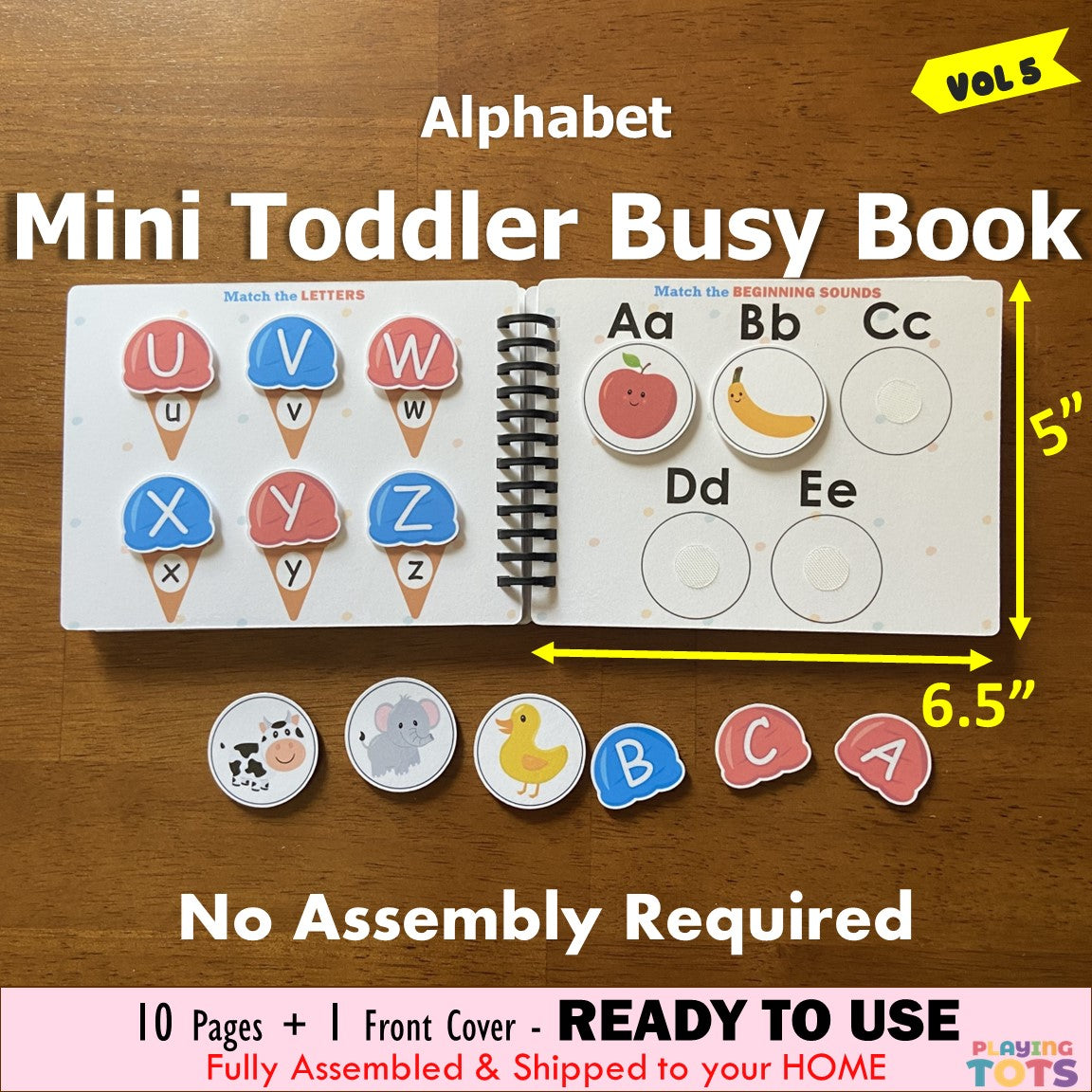 Toddler Mini Busy Book VOL5, Learning Binder, Quiet Book, Alphabet and Beginning Sounds