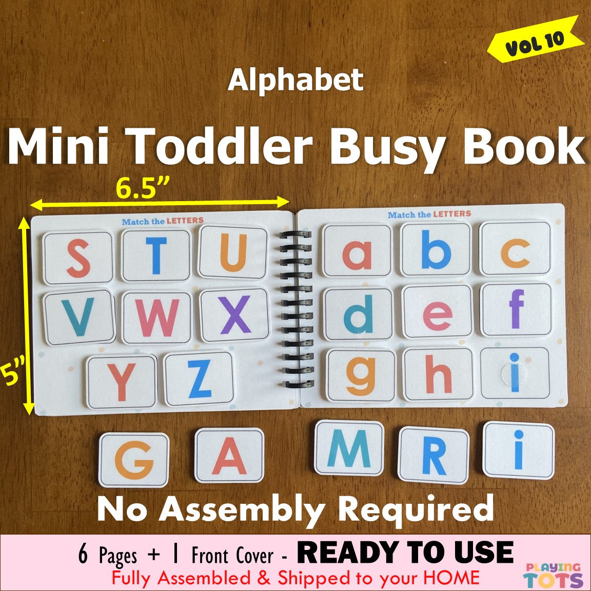 Toddler Mini Busy Book VOL10, Learning Binder, Alphabet Matching