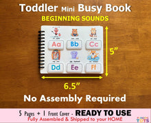 Load image into Gallery viewer, Beginning Sounds Matching, Toddler Mini Busy Book, Fully Assembled, Preschool Activity, PreK, Toddler Homeschool, Montessori
