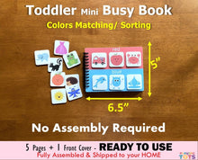 Load image into Gallery viewer, Colors Busy Book, Mini Book, Fully Assembled, Learn the Colors, Color Sorting, Preschool Activity, PreK, Toddler Homeschool, Montessori

