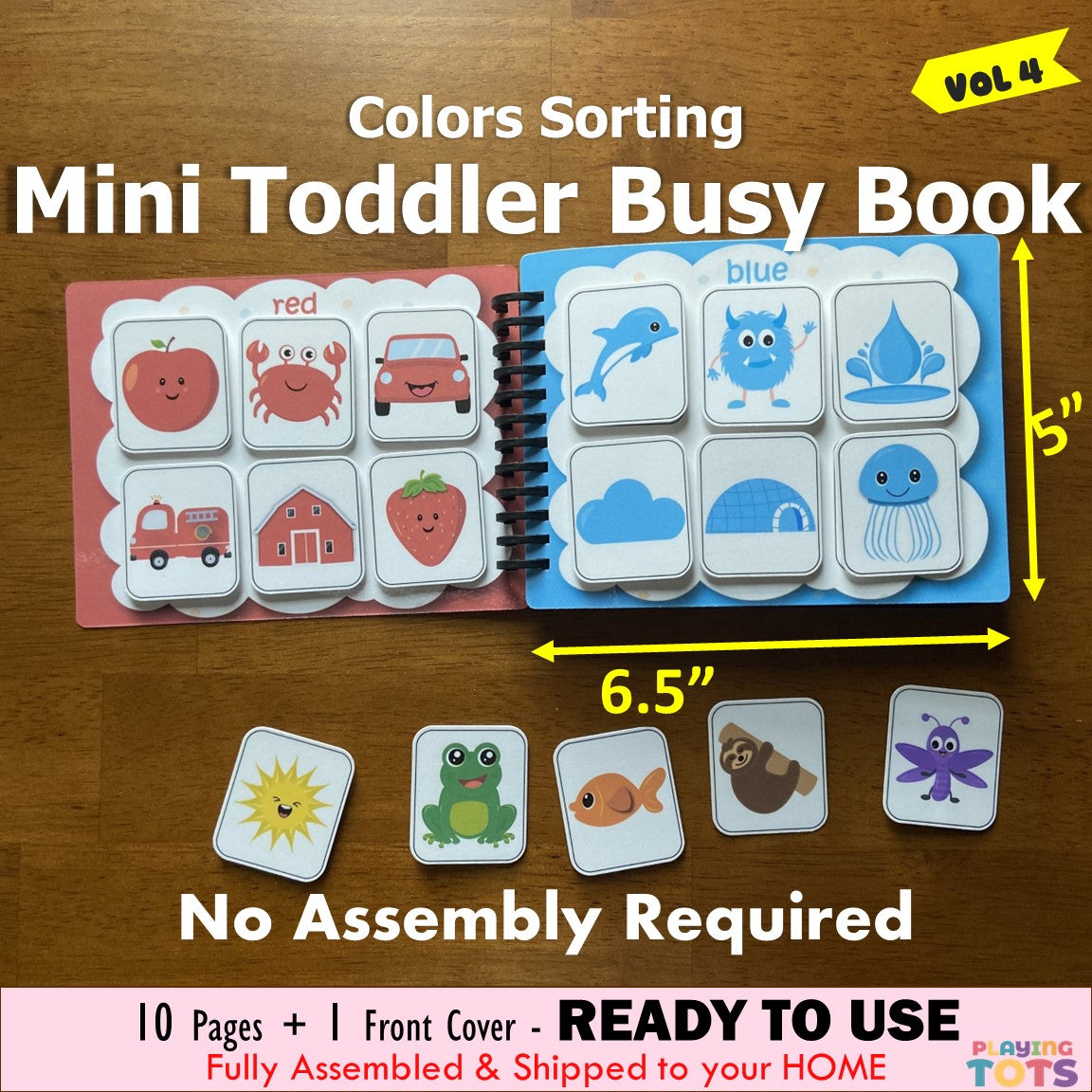 Toddler Mini Busy Book VOL4, Learning Binder, Quiet Book, Colors Sorting