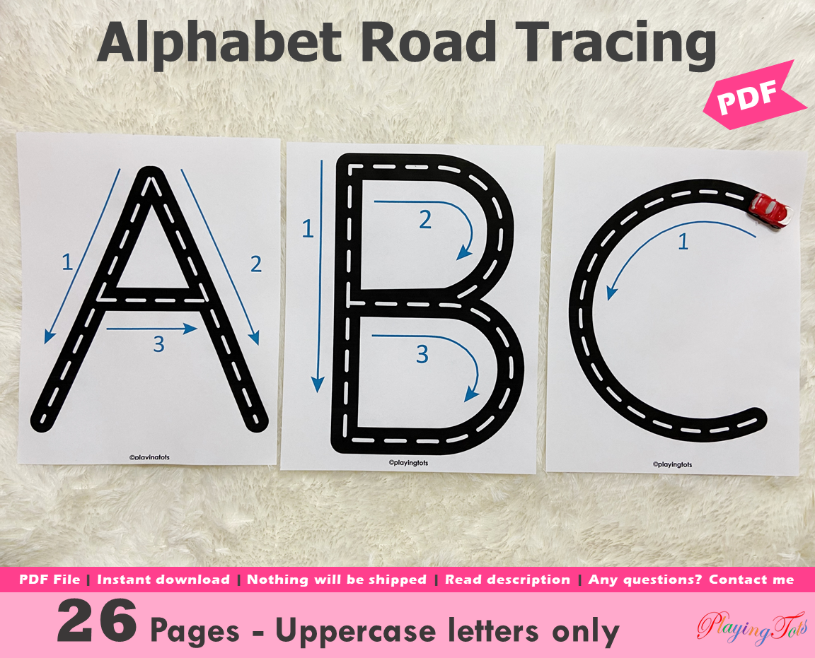Alphabet Tracing Practice Road Mats – Playingtots alphabet-tracing-practice-road-mats-playingtots