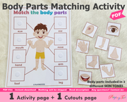 Body Parts Matching Activity – Playingtots