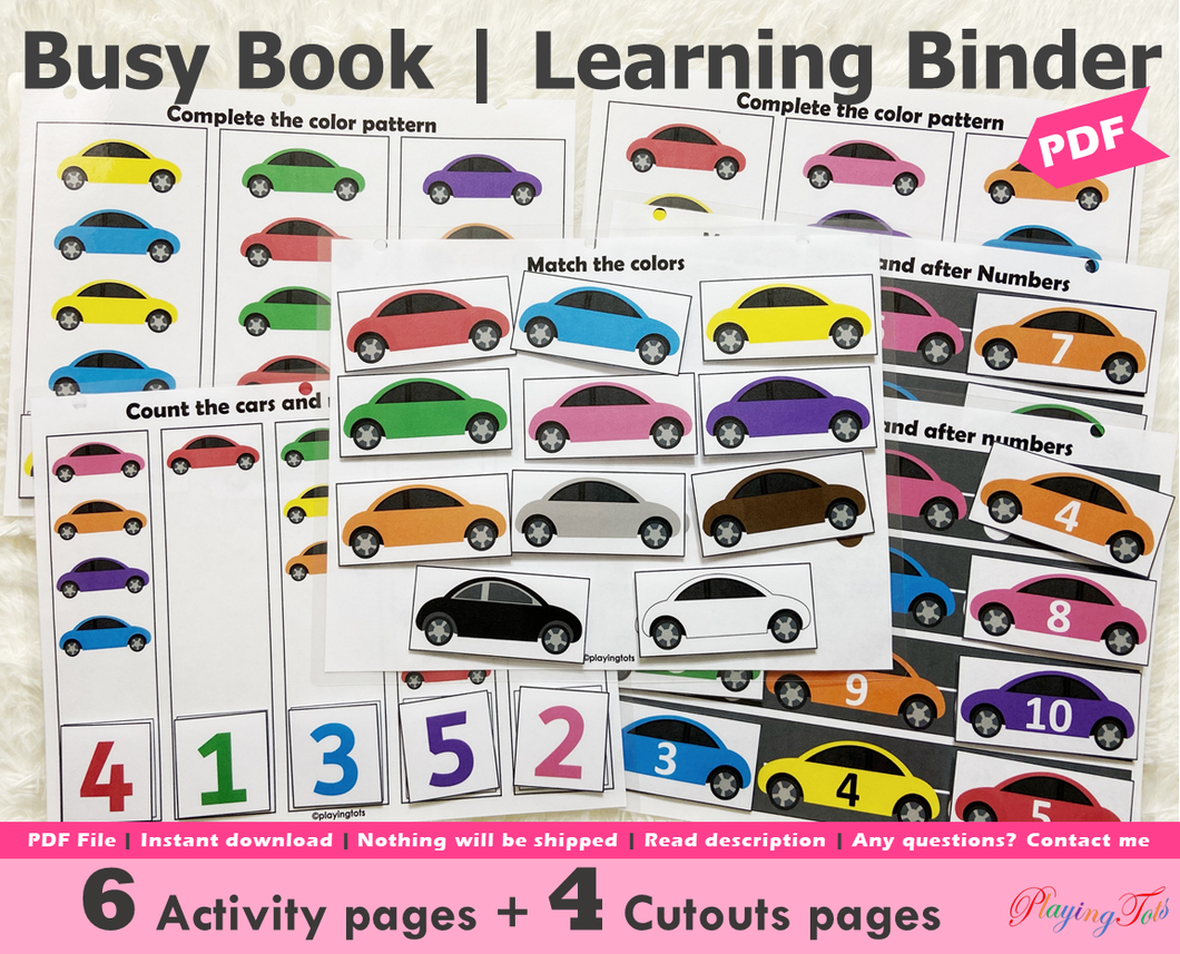Car Themed Busy Book, Vehicle Busy Book