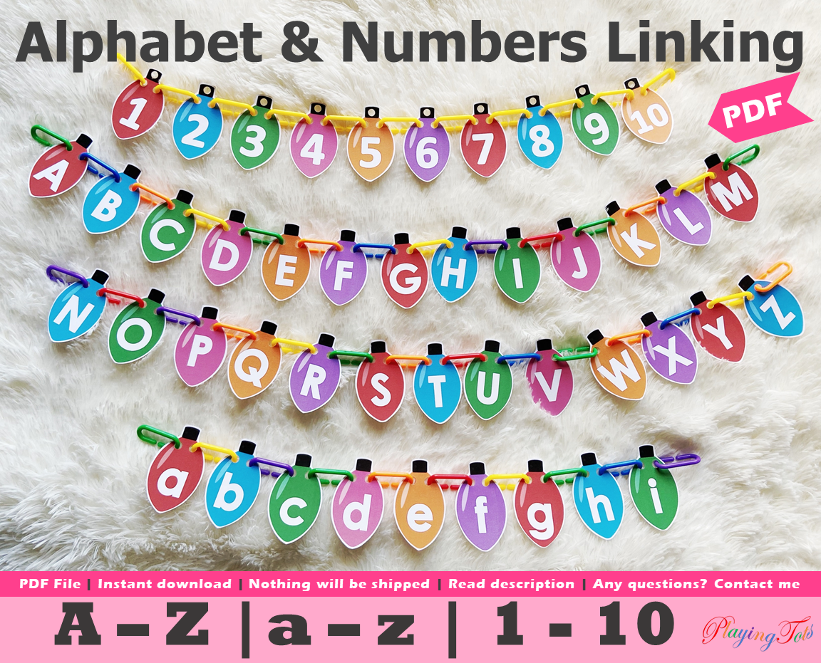 Alphabet Linking, Numbers Linking, Christmas Toddler Activities, Winter Learning Activity