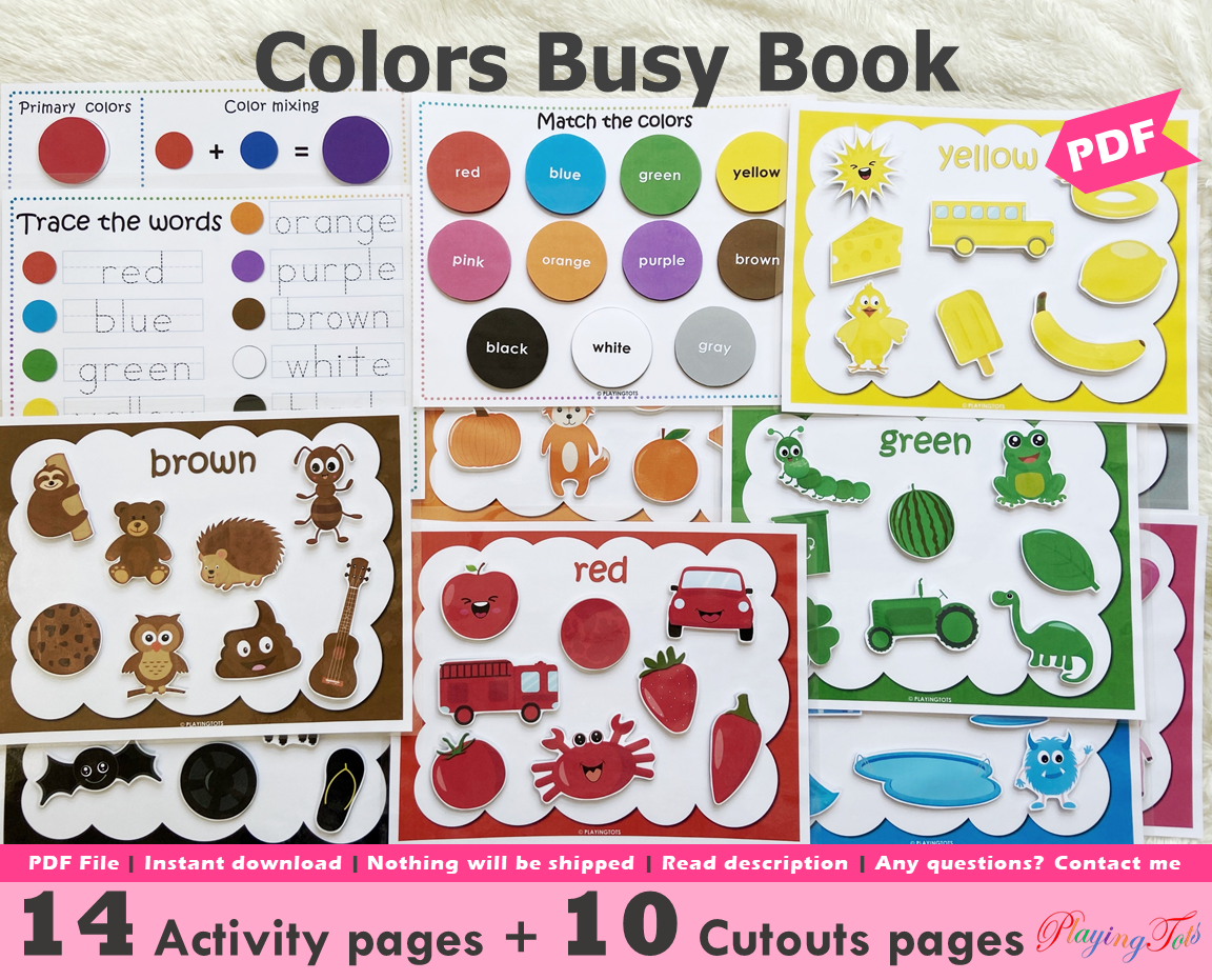 Colors Busy Book, Toddler Busy Book, Learning Binder, Quiet Book