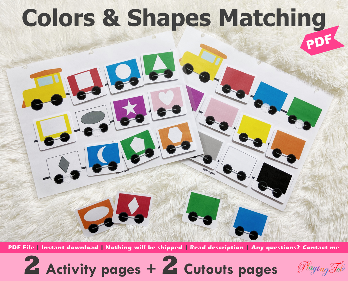 Colors and Shapes Matching Activity, Toddler Busy Book, Learning Binder, Quiet Book