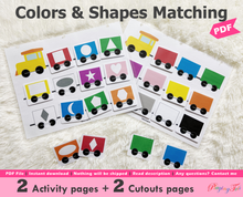 Load image into Gallery viewer, Colors and Shapes Matching Activity, Toddler Busy Book, Learning Binder, Quiet Book
