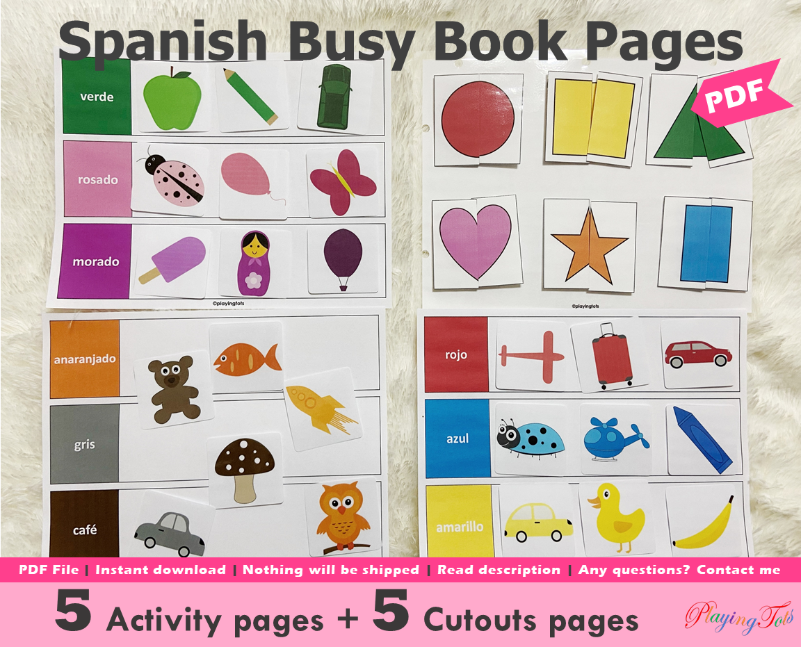 Colors Sorting and Shapes Puzzle Activity in Spanish