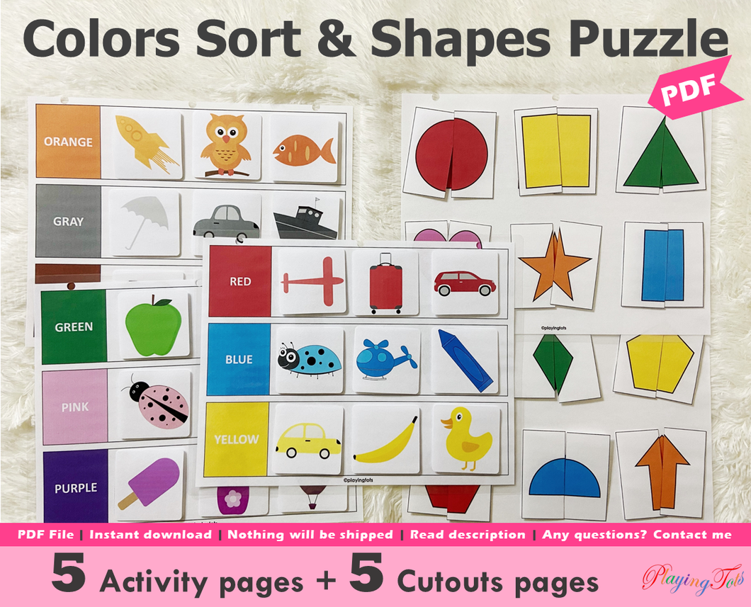 Colors Sorting and Shapes Puzzle Activity