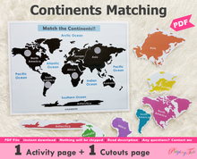 Load image into Gallery viewer, Continents Matching Activity
