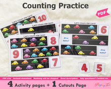 Load image into Gallery viewer, Counting Practice, Car Counting Activity, Number Matching, Preschool Math, Learn to count
