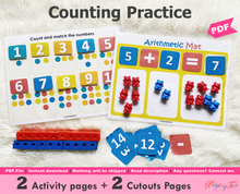 Load image into Gallery viewer, Counting Practice Activity Mat, Preschool Math, Learn to count, Montessori Counting
