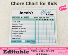 Load image into Gallery viewer, Editable Chore Chart, Kids Chore Chart, Daily Routine Tracking Chart, Daily Tasks for Kids
