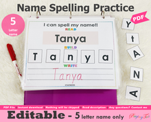 Load image into Gallery viewer, Editable 5 Letter Name Spelling Practice Activity Printable, Name Building and Writing
