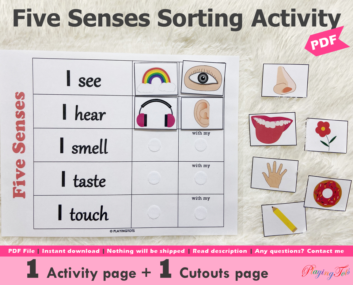 Five Senses Sorting Activity – Playingtots for Five Senses Sorting Printable Free
