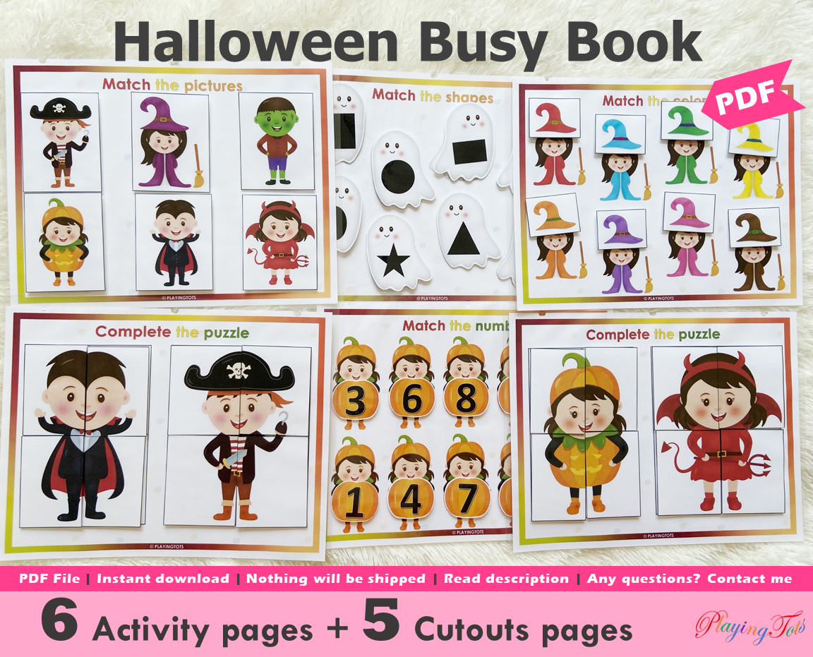 Halloween Busy Book, Fall or Autumn Quiet Book, Learning Binder
