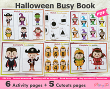 Load image into Gallery viewer, Halloween Busy Book, Fall or Autumn Quiet Book, Learning Binder
