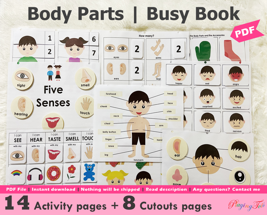 Body Parts Busy Book, Toddler Busy Book, Learning Binder, Quiet Book