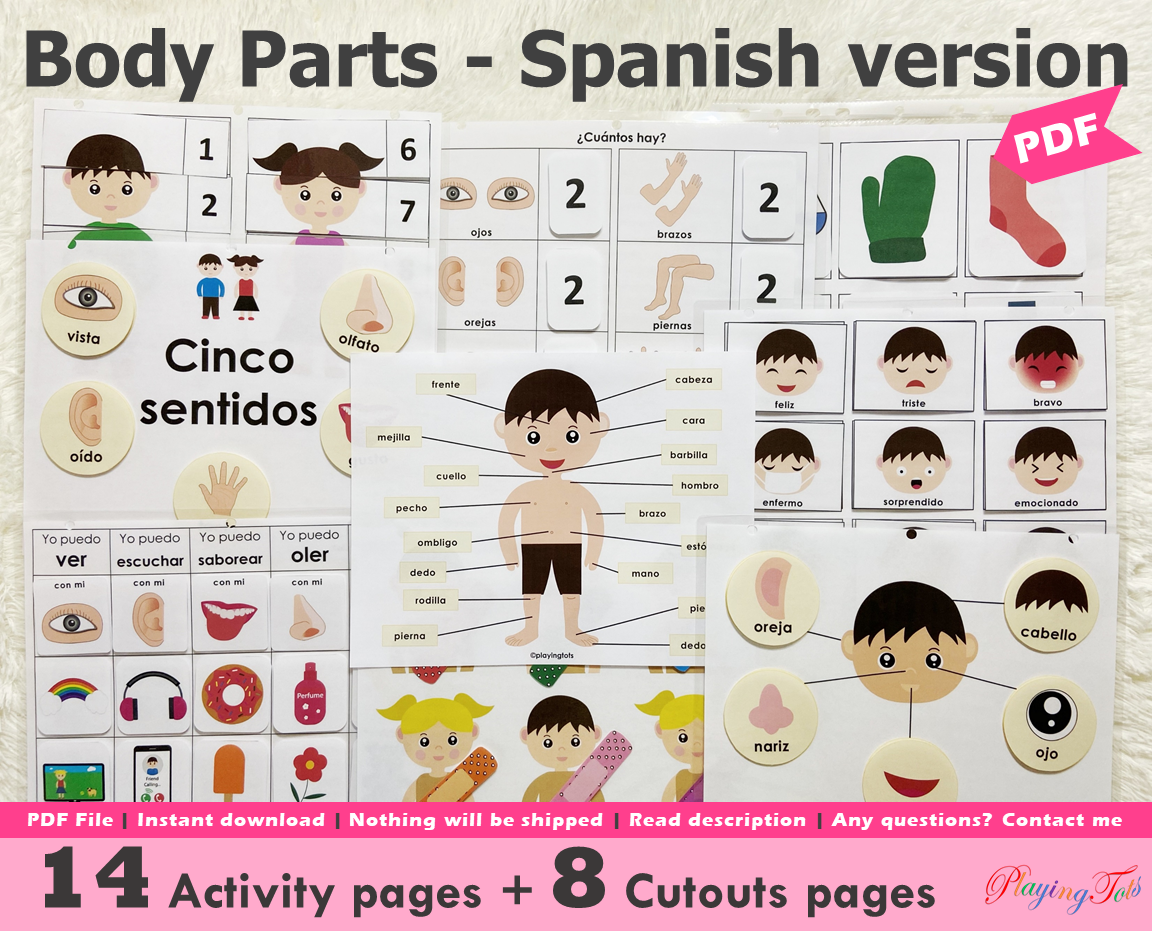 Spanish Body Parts Worksheet For Kids
