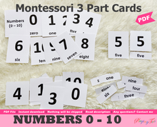Load image into Gallery viewer, Number Flashcards, Montessori 3-part cards
