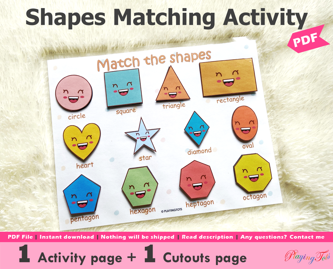 Shapes Matching Activity, Learn 2D Shapes, Preschool Learning, Shadow Match