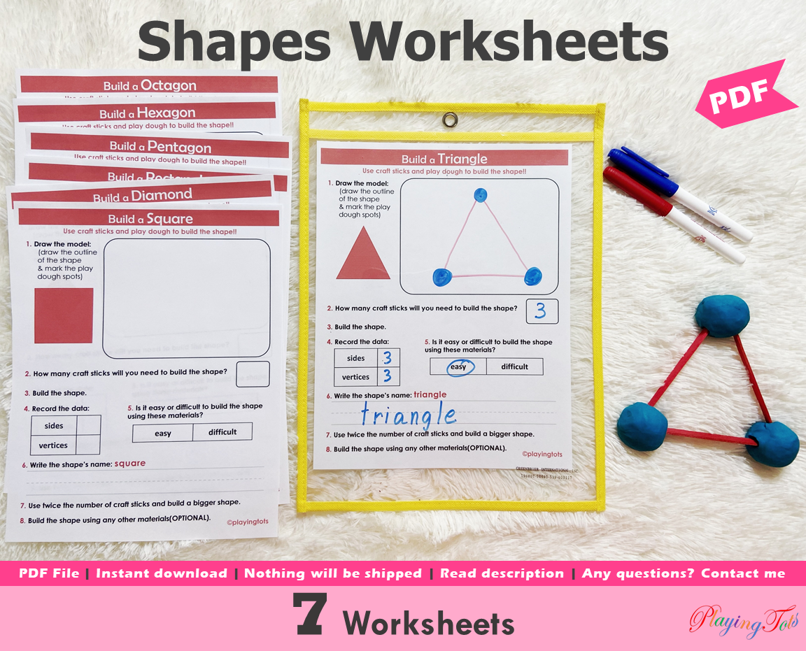 2D Shapes Stem activity Worksheets