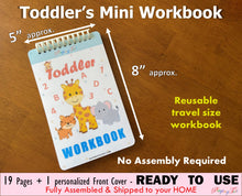 Load image into Gallery viewer, Toddler Workbook, Toddler Worksheets, Vacation Travel Activity Book, Toddler Busy Book, Preschool Work Binder
