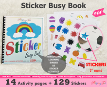 Load image into Gallery viewer, Sticker Busy Book, Learning Sticker Activity Book for Toddlers, Toddler Travel Activity Book
