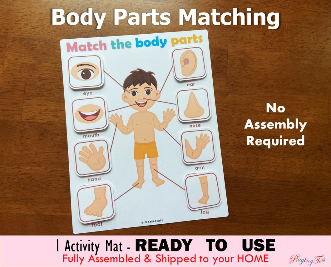 Body Parts Matching Activity Mat, Learning Mat, Toddler Activity, Toddler Worksheet