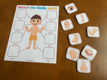 Load image into Gallery viewer, Body Parts Matching Activity Mat, Learning Mat, Toddler Activity, Toddler Worksheet
