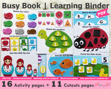 Load image into Gallery viewer, Toddler Busy Book, First Learning Binder, Quiet Book
