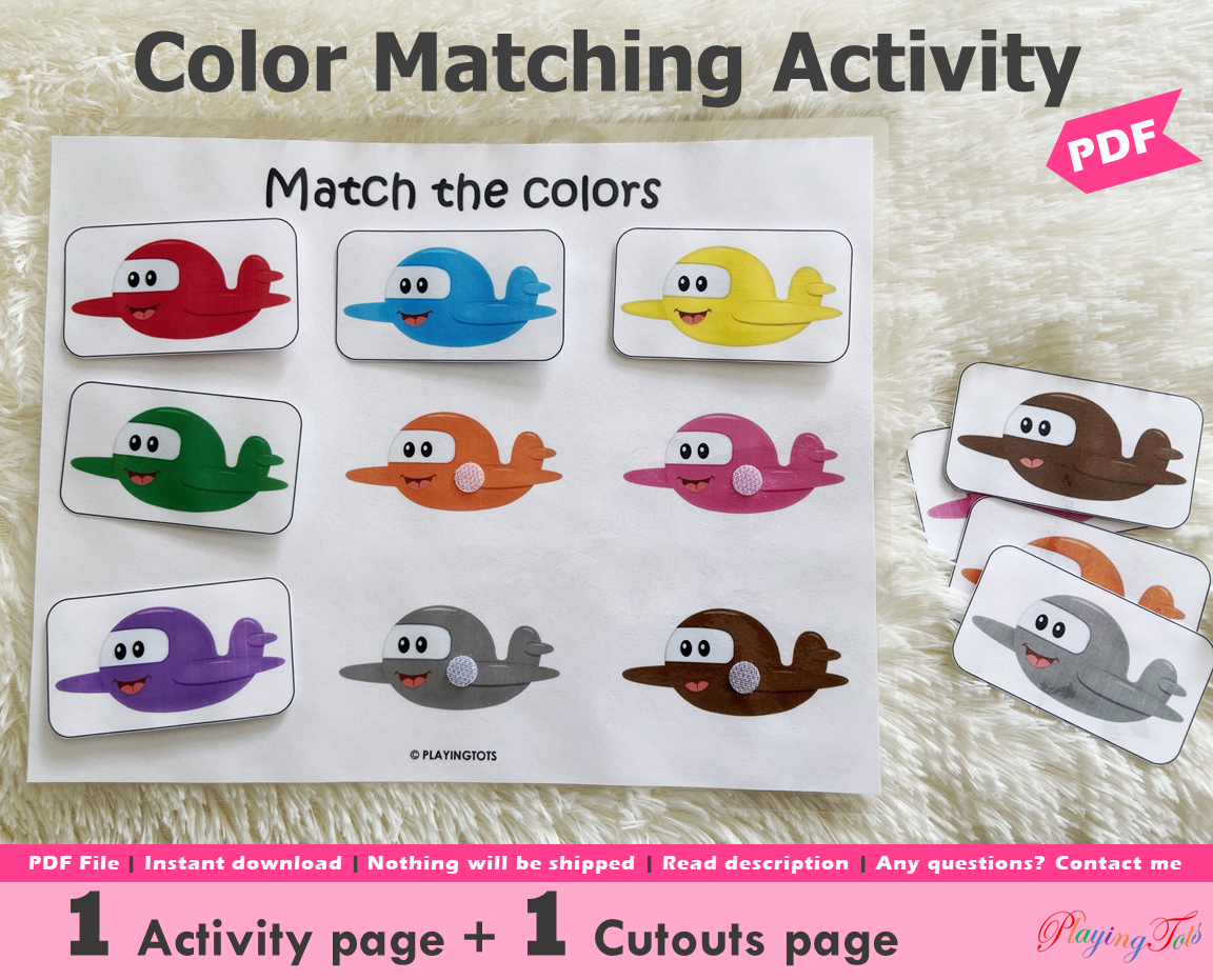 Colors Matching Activity, Busy Book, Learning Binder, Quiet Book