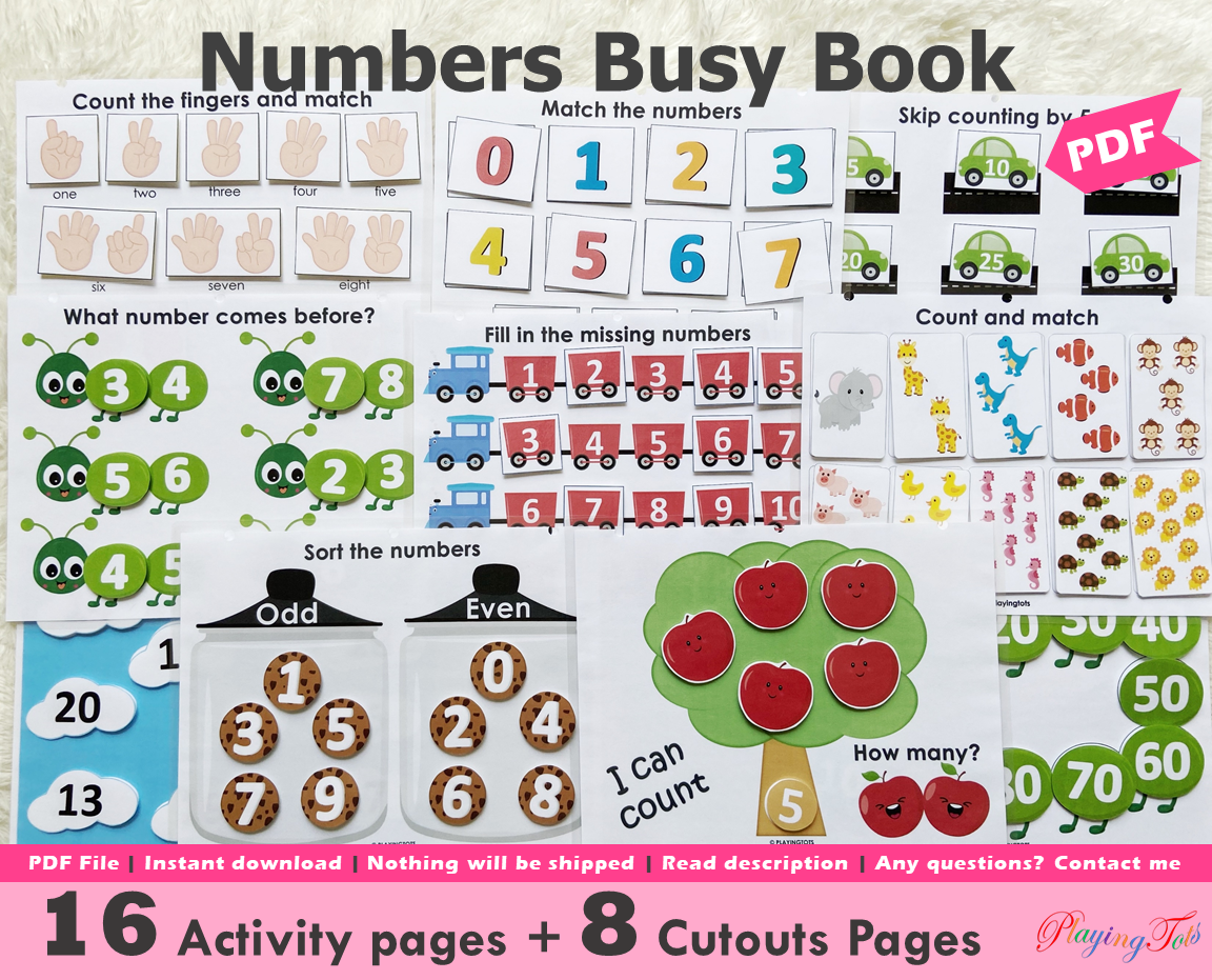 Numbers Busy Book, Math Learning Binder
