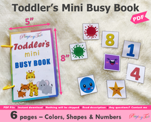 Load image into Gallery viewer, Toddler Mini Busy Book, Travel Size Activity Book, Matching First Busy Book for Babies
