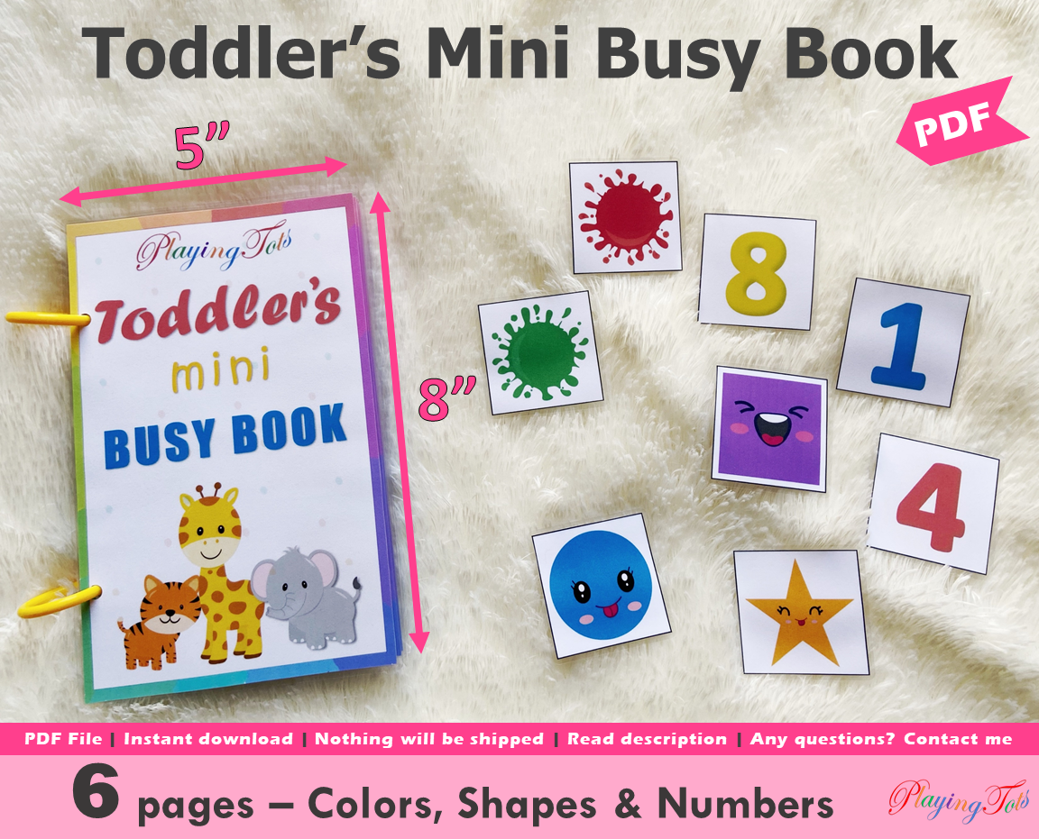 Toddler Mini Busy Book, Travel Size Activity Book, Matching First Busy ...